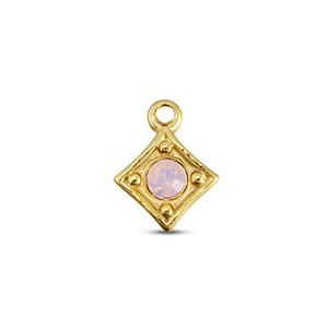 BY31&reg; Stainless Steel - Rostfrei Stahl Anh&auml;nger Rhombus Gold-soft pink opal