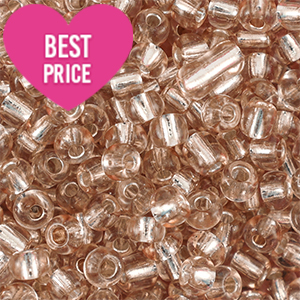 Glasperlen Rocailles 6/0 (4mm) Silverlined light semolina beige