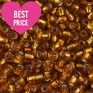 Glasperlen Rocailles 12/0 (2mm) Silverlined copper brown