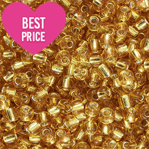 Glasperlen Rocailles 12/0 (2mm) Silverlined light yellow gold
