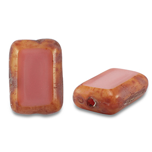 B&ouml;hmische Perlen TCB Rectangle 12x8mm Transparent vintage pink