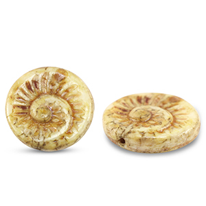 B&ouml;hmische Perlen Fossil Shell 18mm Beige-brown