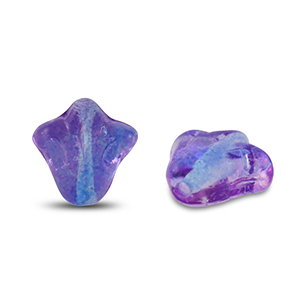 B&ouml;hmische Perlen Lily Flower 9x8mm Transparent blue-purple