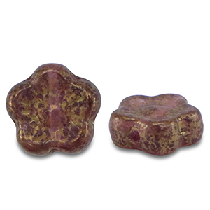 B&ouml;hmische Perlen Sunset Flower 10mm Transparent purple-gold