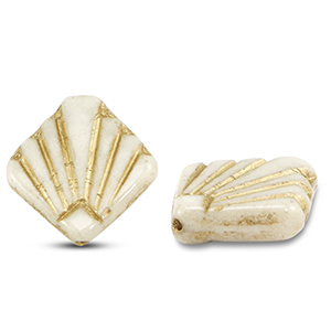 B&ouml;hmische Perlen Diafan 17mm Off white-gold