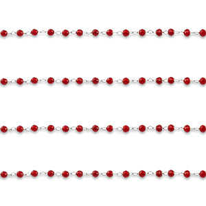 Stainless Steel - Rostfrei Stahl Schmuckzubeh&ouml;r Gliederkette Rund Silver-red