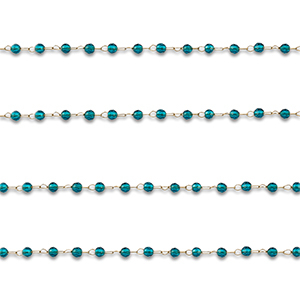 Stainless Steel - Rostfrei Stahl Schmuckzubeh&ouml;r Gliederkette Rund Gold-turquoise blue