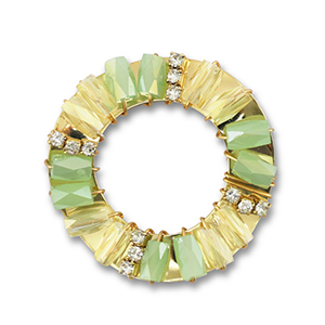 Top Facett Anh&auml;nger Rund Light green-transparent AB-gold