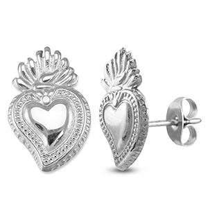 Ohrringe aus Stainless Steel - Rostfreiem Stahl Ohrstecker Herz Silver