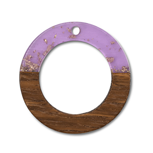 Holz Anh&auml;nger Rund Purple transparent-gold-brown