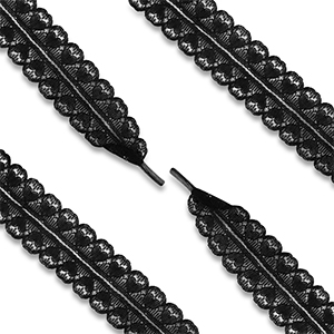 Trendy Schn&uuml;rsenkel mit Herzkante Black