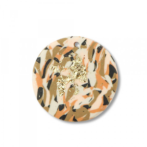 Polymer Anh&auml;nger Rund Brown-pink-white-gold