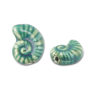Perlen Keramik Muschel Teal blue