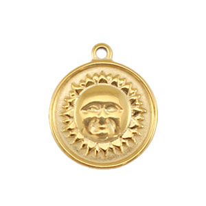 Stainless Steel - Rostfrei Stahl Anh&auml;nger Sonne Gold