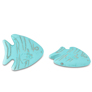 Perlen Keramik Fisch Turquoise blue