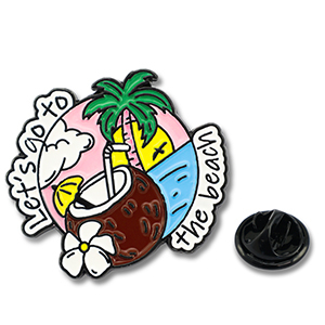 Anstecker "Let's go to the beach" Pink-white-brown