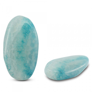 Naturstein Perlen Chalcedon & Achat Oval Crackle Transparent light blue