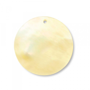 Muschel Anh&auml;nger Rund White (Naturliche Farbe Muschel)-ochre yellow