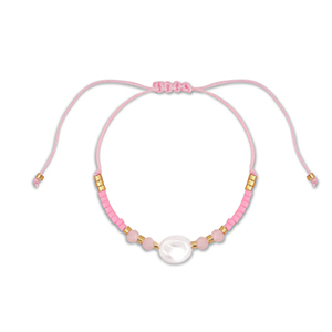Trendy Armb&auml;nder Gemischte Perlen Pink-white-gold