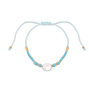 Trendy Armb&auml;nder Gemischte Perlen Light blue-white-gold