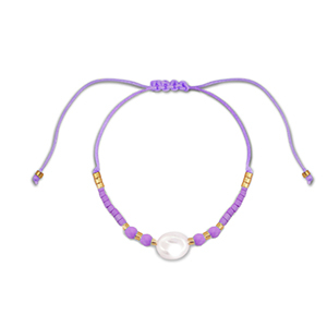 Trendy Fusskettchen Gemischte Perlen Purple-white-gold
