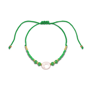 Trendy Fusskettchen Gemischte Perlen Green-white-gold