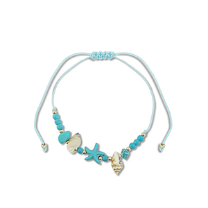 Trendy Fusskettchen Gemischte Perlen Turquoise-gold