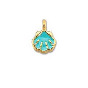 Metall Anh&auml;nger DQ Muschel Turquoise blue-Gold (Nickelfrei)