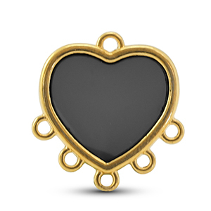 Metall Anh&auml;nger DQ mit 6 &Ouml;sen Black-Gold (Nickelfrei)