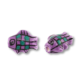 Perlen Keramik Fisch Purple-green-black
