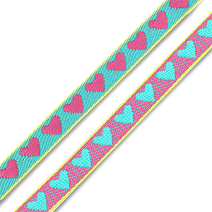BY31&reg; Schmuckband mit Text Herzen Turquoise green-fuchsia-yellow