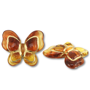 Acrylperlen Schmetterling Cognac brown-gold