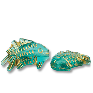 Acrylperlen Fisch Teal green-gold