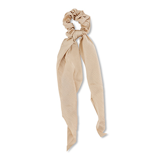 Scrunchie-Stoff Haargummi mit langem Band Beige brown