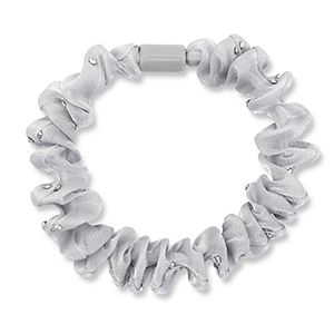 Scrunchie-Stoff Haargummi mit Strass shiny Grey