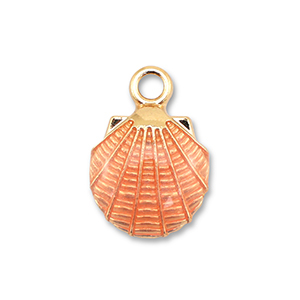 Metall Anh&auml;nger Enamel Muschel Gold-peach pink