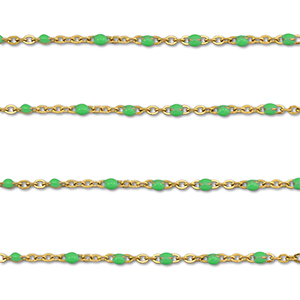 Stainless Steel - Rostfrei Stahl Schmuckzubeh&ouml;r Gliederkette 1mm Gold-green