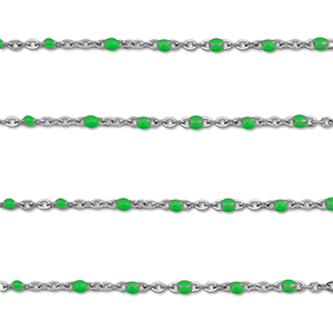 Stainless Steel - Rostfrei Stahl Schmuckzubeh&ouml;r Gliederkette 1mm Silver-green