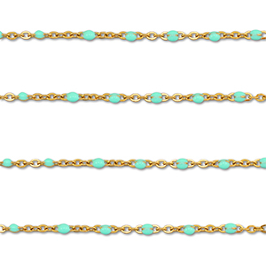 Stainless Steel - Rostfrei Stahl Schmuckzubeh&ouml;r Gliederkette 1mm Gold-mint turquoise