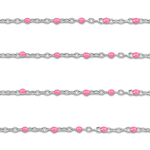 Stainless Steel - Rostfrei Stahl Schmuckzubeh&ouml;r Gliederkette 1mm Silver-pink