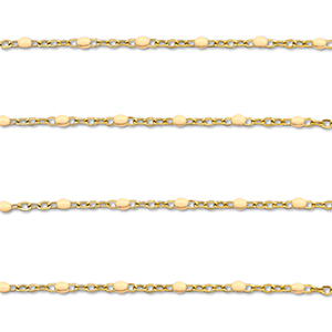 Stainless Steel - Rostfrei Stahl Schmuckzubeh&ouml;r Gliederkette 1mm Gold-nude peach