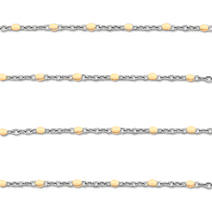 Stainless Steel - Rostfrei Stahl Schmuckzubeh&ouml;r Gliederkette 1mm Silver-nude peach