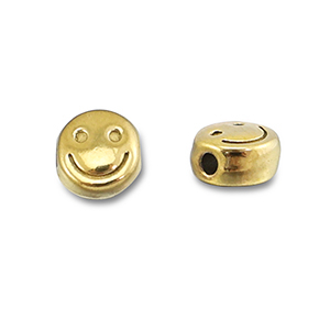 Stainless Steel - Rostfrei Stahl Perlen Smiley Gold