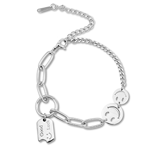 Armb&auml;nder aus Stainless Steel - Rostfreiem Stahl Smiley Silver