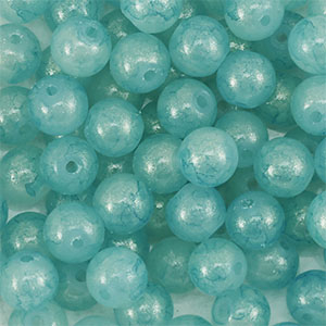 8 mm Glasperlen mit Glitzer Turquoise blue-gold