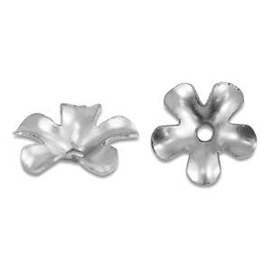Stainless Steel - Rostfrei Stahl Schmuckzubeh&ouml;r Perlenkappe Blume Silver