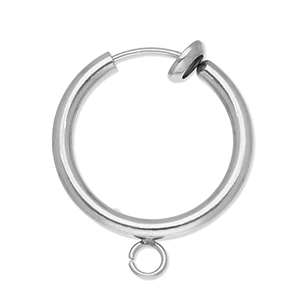 Stainless Steel - Rostfrei Stahl Schmuckzubeh&ouml;r Clip-Creolen mit &Ouml;se 18mm Silver