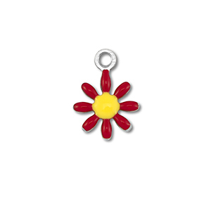 Stainless Steel - Rostfrei Stahl Anh&auml;nger Blume Silver-dark red-yellow