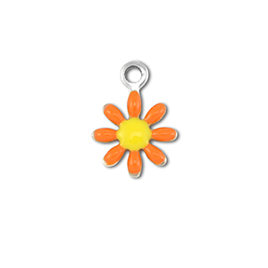Stainless Steel - Rostfrei Stahl Anh&auml;nger Blume Silver-orange-yellow