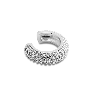 Ohrringe aus Stainless Steel - Rostfreiem Stahl Ear Cuff mit Zirkonia Silver-crystal